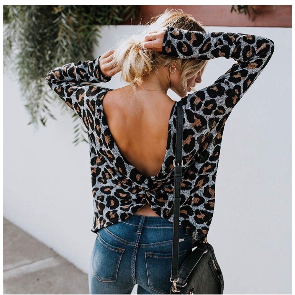 Silky soft Open back Leopard Top